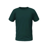 A short-sleeved crew neck men's t-shirt in forest green color, displayed against a white background.