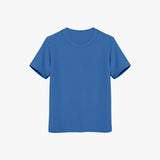 A blue short-sleeved crew neck girls' t-shirt