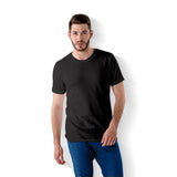 Crew Neck jetblack blank T-shirt with model