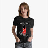California Surfing T-Shirt - Women Black Organic Cotton Tees