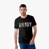 Cotton Men's Black Enjoy T Shirt - Organic Graphic Tees