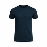 Navy blue t-shirt on a white background