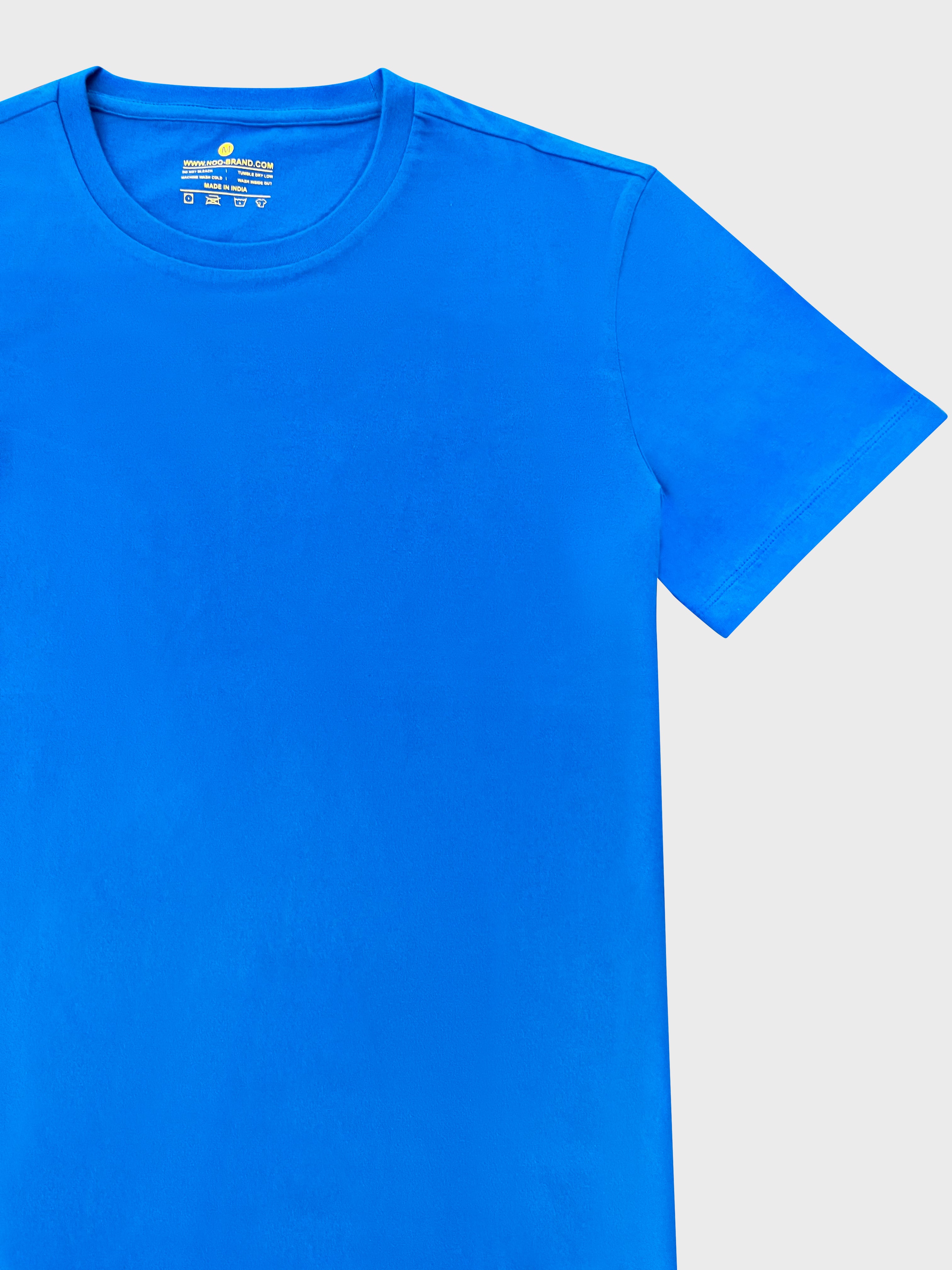 Crew Neck Blue blank T-shirt in Side view
