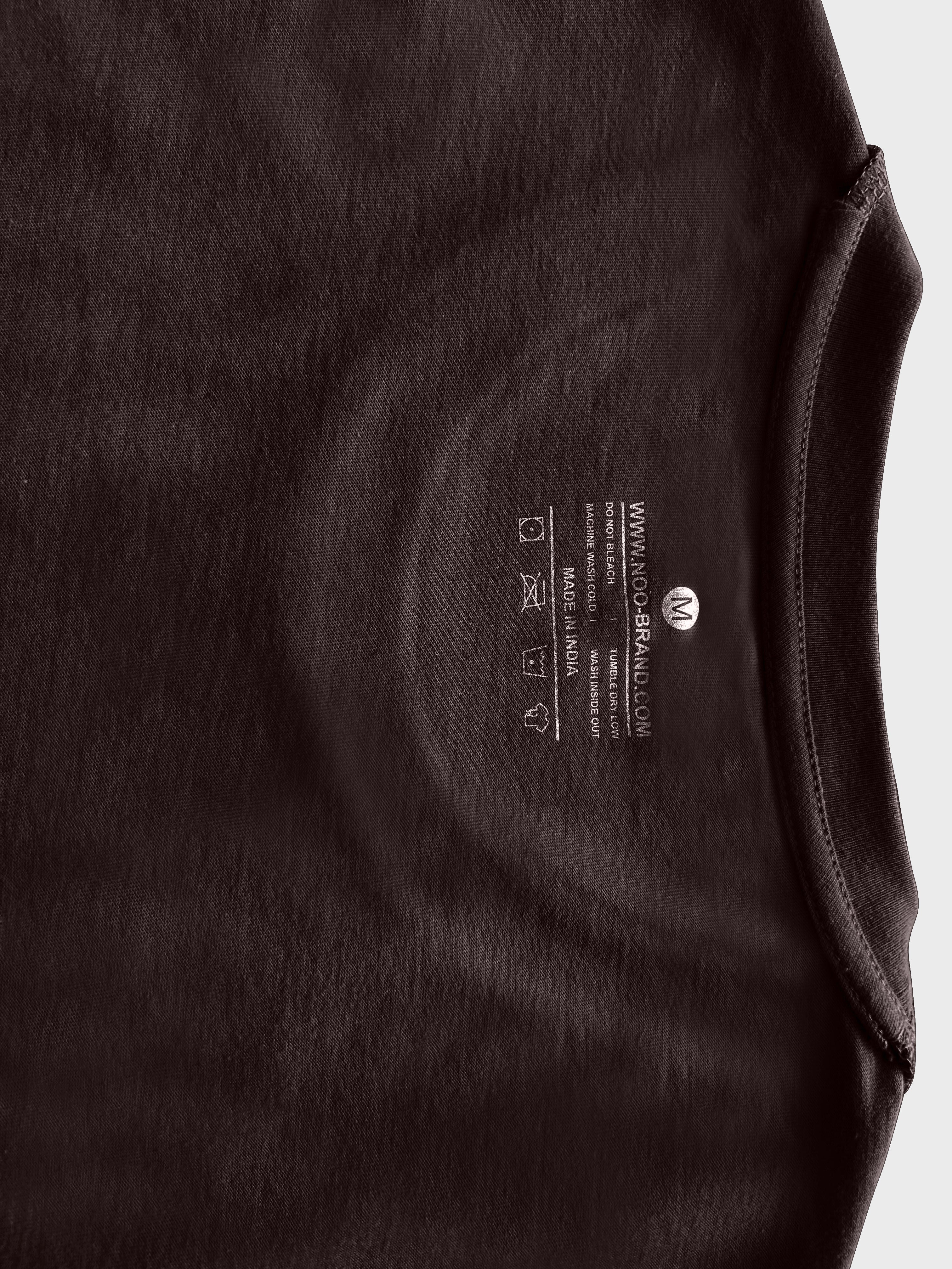  Crew Neck Chocolate brown blank T-shirt with NOOBRAND Label