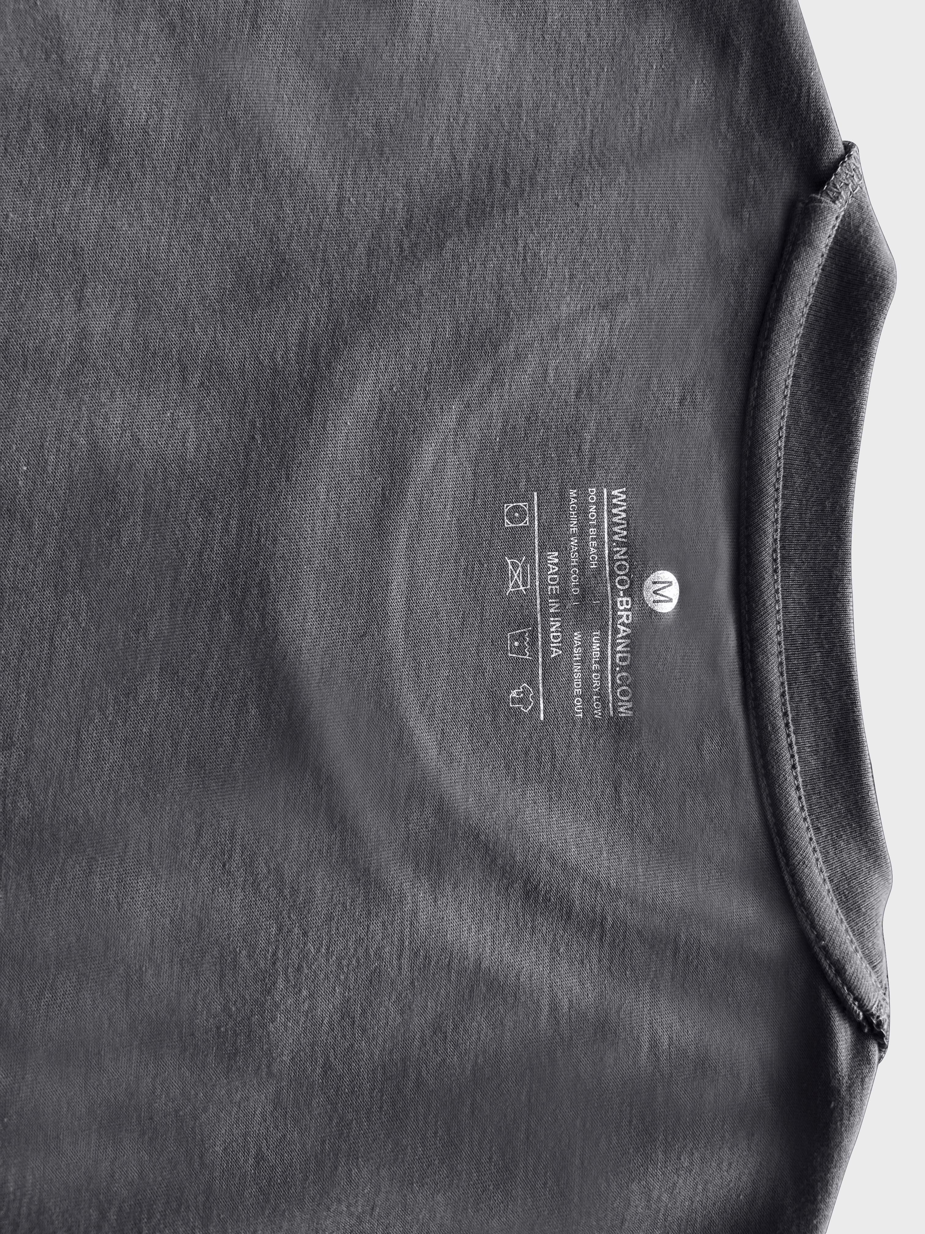 Crew Neck Dark Grey blank T-shirt with NOO-BRAND Label