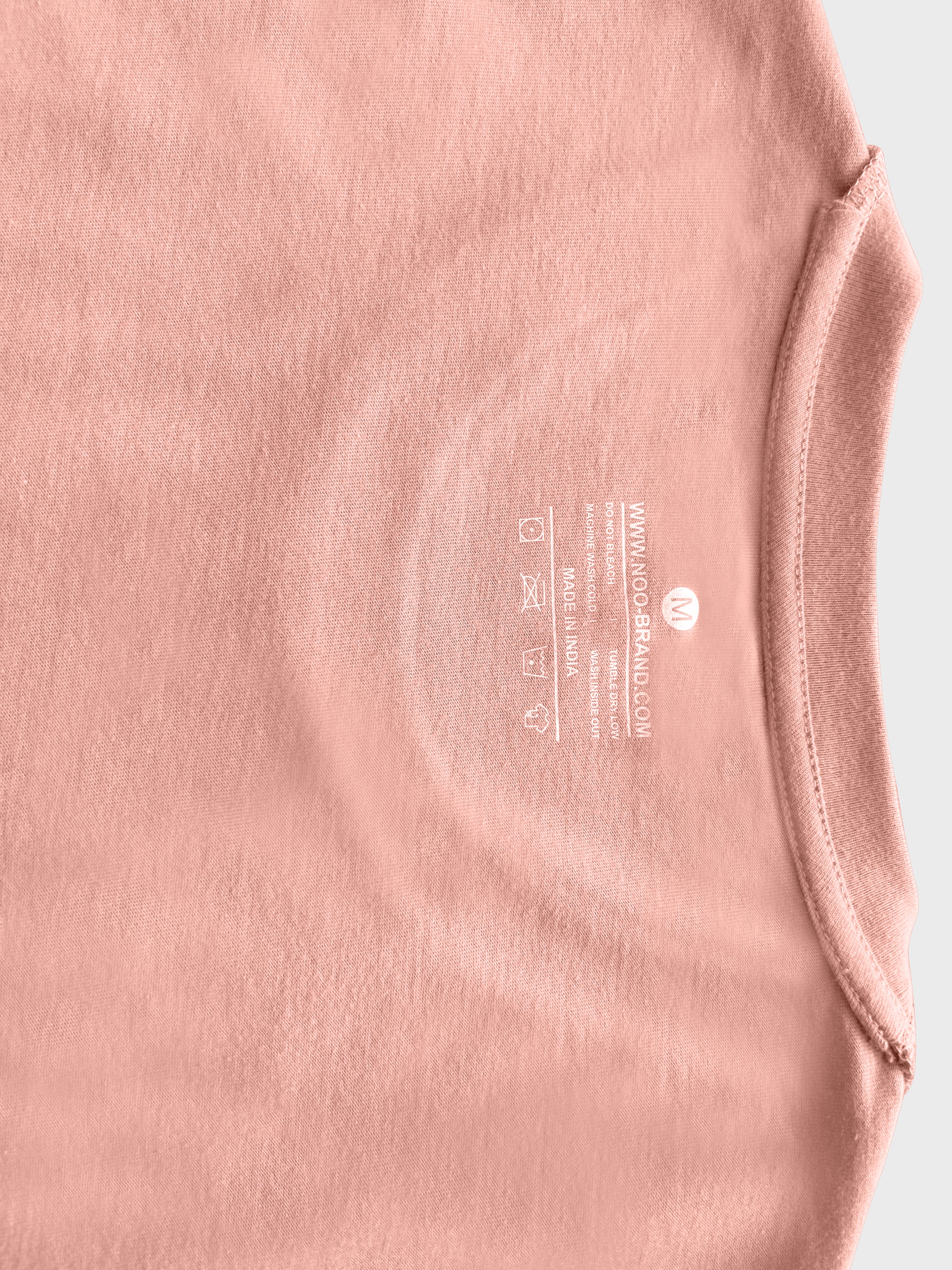 Crew Neck Desert Pink blank T-shirt with NOO-BRAND Label