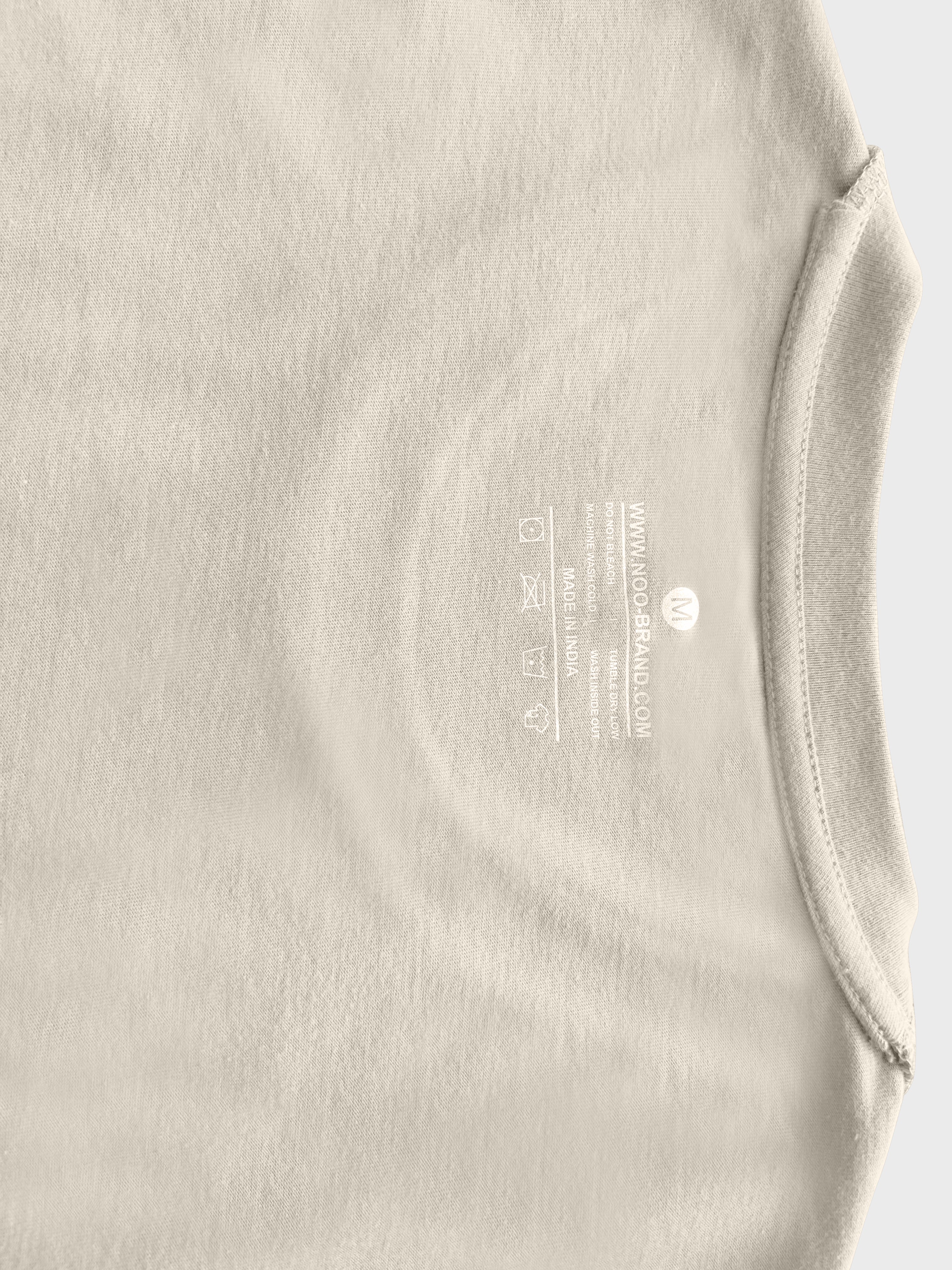 Crew Neck Sand color plain T-shirt  with NOO-BRAND Label