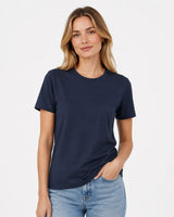 Women’s Suvin Gold Cotton T-Shirt – Ultra Soft Mid-Weight-Navy Blue