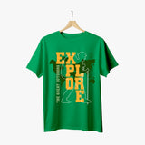 explore graphic green blank T-shirt