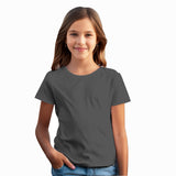Suvin Gray T-Shirt for Girls - Suvin Cotton Tees for Kids