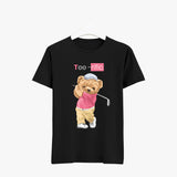 Teddy Bear Golf T-Shirt - Women Black Organic Cotton Tees