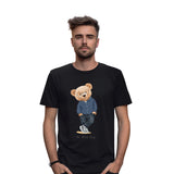 Teddy standing stylish in Black graphic T - Shirt