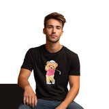 Teddy playing Hockey in Black graphic T - Shirt