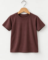 Girls' Suvin Gold Cotton Tee – Deep Burgundy Brown