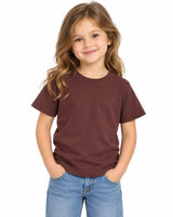 Girls' Suvin Gold Cotton Tee – Deep Burgundy Brown