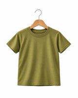 Girls' Suvin Gold Cotton Tee – Olive Green
