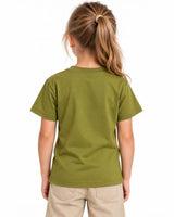 Girls' Suvin Gold Cotton Tee – Olive Green