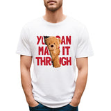You can make it wording White Graphic T - Shirt with Cute Teddy in front view